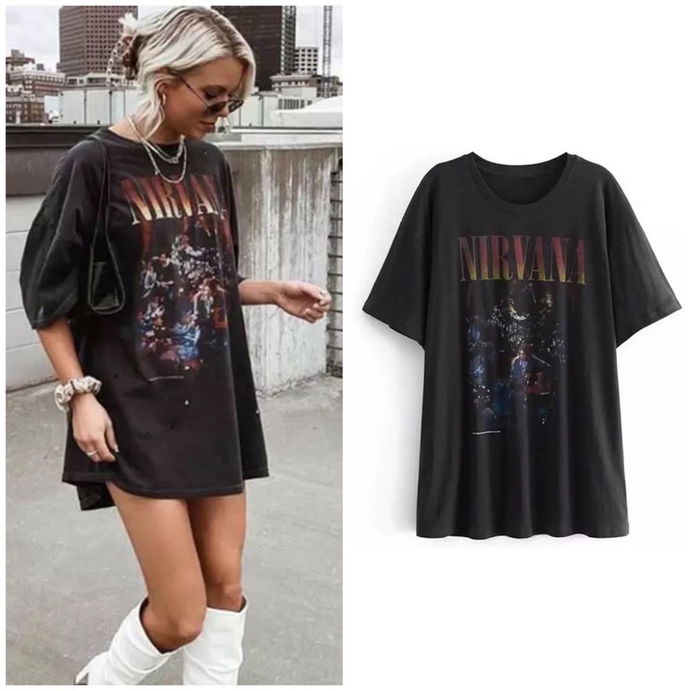 Oversized Nirvana Concert Vintage Band Graphic Tee